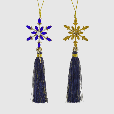 Изображение товара Подвеска на елку Edg сине-золотистая 21 см для новогоднего декора