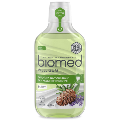 Изображение товара Антибактериальный ополаскиватель для полости рта BIOMED WELL GUM Мята 500 мл Изображение товара Антибактериальный ополаскиватель для полости рта BIOMED WELL GUM Мята 500 мл