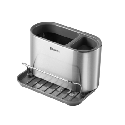 Изображение товара Подставка Fissman для кухонных принадлежностей, пластик, нержавеющая сталь, 18x12x13 см
