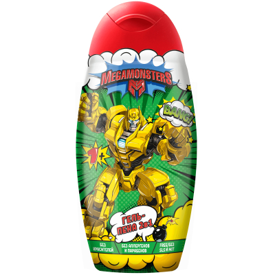 Изображение товара Детский гель-пена Мегамонстры 300 мл 2в1 для тела и ванн безопасное и гипоаллергенное средство