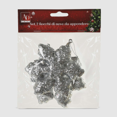 Изображение товара Набор новогодних украшений Ad trend NY 11 см 2 шт серебристых снежинок