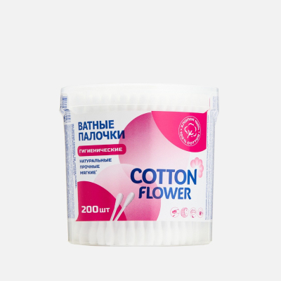 Изображение товара Палочки ватные Cotton Flower банка 200 шт