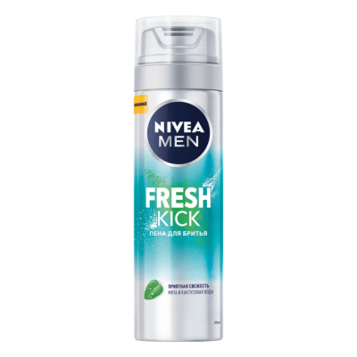Изображение товара Пена для бритья Nivea Men Fresh kick 200 мл Изображение товара Пена для бритья Nivea Men Fresh kick 200 мл