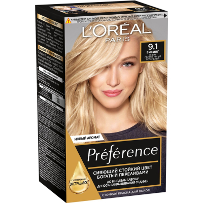 Изображение товара Краска для волос L'Oreal Preference 9. 1 174 мл профессиональное окрашивание Изображение товара Краска для волос L'Oreal Preference 9. 1 174 мл профессиональное окрашивание