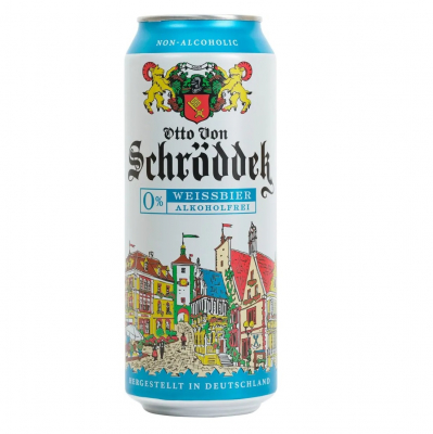Изображение товара Пиво светлое нефильтрованное "Otto Von Schrodder" Weissbier Alkoholfrei безалкогольное 0.5 л Изображение товара Пиво светлое нефильтрованное "Otto Von Schrodder" Weissbier Alkoholfrei безалкогольное 0.5 л