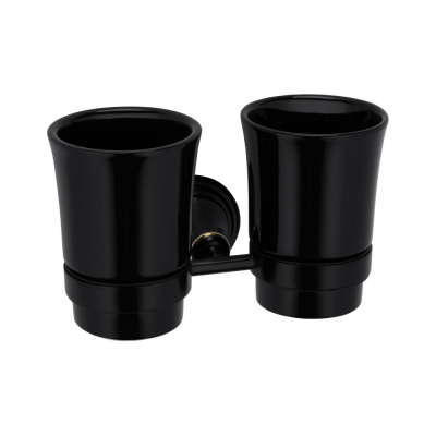 Изображение товара Подстаканник двойной Fixsen Luksor FX-71607B с системой крепления STIK и золотистыми вставками