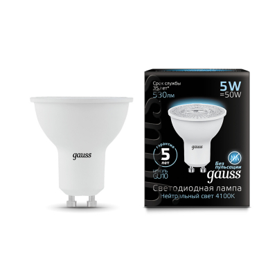 Изображение товара Gauss LED MR16 GU10 5W 4100K 1/10/100