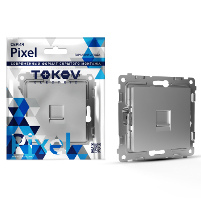 Изображение товара Розетка Tokov Electric Pixel телефонная 1-м RJ11 цвет алюминий