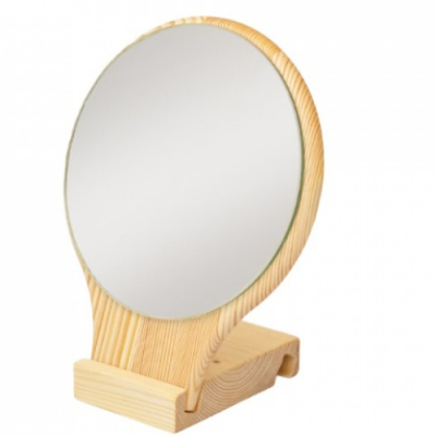 Изображение товара Зеркало Lei круглое настольное с подставкой из натурального дерева