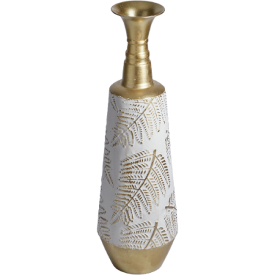 Изображение товара Интерьерная ваза Glasar Листья 19x19x64 см с чеканкой и патиной