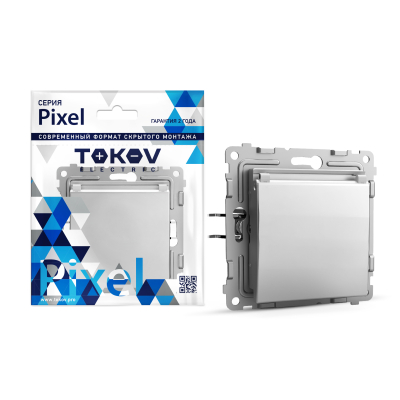 Изображение товара Розетка Tokov Electric Pixel с заземлением и защитными шторками алюминий Изображение товара Розетка Tokov Electric Pixel с заземлением и защитными шторками алюминий