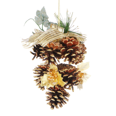 Изображение товара Украшение Guan Arts/3 Way Шишка с золотой лентой 25 см