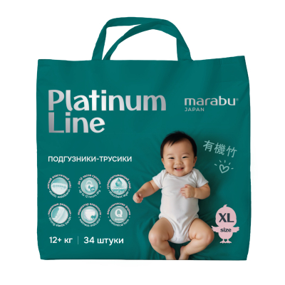 Изображение товара Подгузники-трусики Marabu Platinum XL для детей 12+ кг, 34 шт Изображение товара Подгузники-трусики Marabu Platinum XL для детей 12+ кг, 34 шт