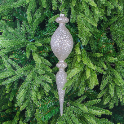 Изображение товара Стеклянная ёлочная игрушка Шар серебристая 8x5 см Yancheng Shiny