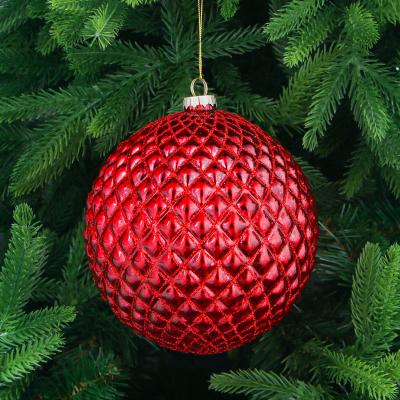 Изображение товара Ёлочная игрушка Yancheng Shiny стеклянный шар 15 см красный