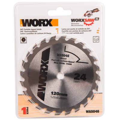 Изображение товара Пильный диск Worx твердосплавный 24T TCT 120х1,2х9,5 мм