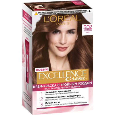 Изображение товара Краска для волос L Oreal Paris Excellence 5.02 Обольстительный каштан Изображение товара Краска для волос L Oreal Paris Excellence 5.02 Обольстительный каштан