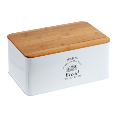Изображение товара Хлебница Kesper 32,5х15х21 см деревянная и металлическая, белая, двойная крышка Изображение товара Хлебница Kesper 32,5х15х21 см деревянная и металлическая, белая, двойная крышка