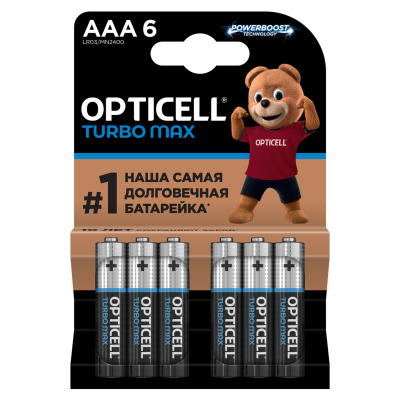 Изображение товара Батарейки Opticell Turbo Max AAA 6 шт щелочные высокая емкость Изображение товара Батарейки Opticell Turbo Max AAA 6 шт щелочные высокая емкость