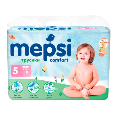 Изображение товара Трусики-подгузники Mepsi XL для детей 12-22 кг 19 шт гипоаллергенные воздухопроницаемые Изображение товара Трусики-подгузники Mepsi XL для детей 12-22 кг 19 шт гипоаллергенные воздухопроницаемые