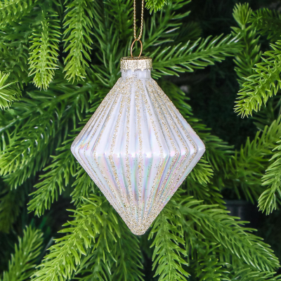 Изображение товара Шар стеклянный Yancheng Shiny с золотым орнаментом ромб