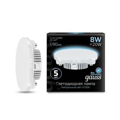 Изображение товара Гаусс LED GX53 8W 4100K - светодиодная лампа для потолков