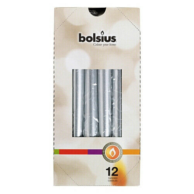 Изображение товара Свеча столовая Bolsius 24.5 см серебро декоративная для дома и праздников