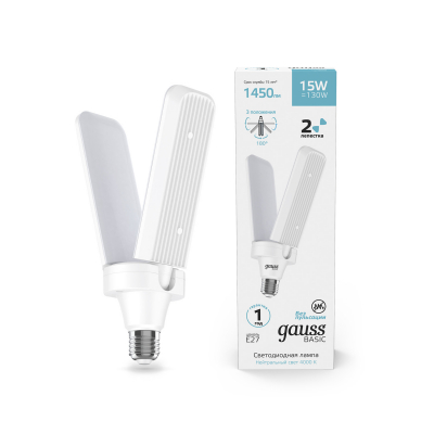 Изображение товара Лампа Gauss Basic 15W 1450lm 4000K E27 Клевер-2 LED