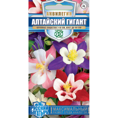 Изображение товара Семена Гавриш Аквилегия Алтайский гигант, культурная 0,05 г серия Русский богатырь Изображение товара Семена Гавриш Аквилегия Алтайский гигант, культурная 0,05 г серия Русский богатырь