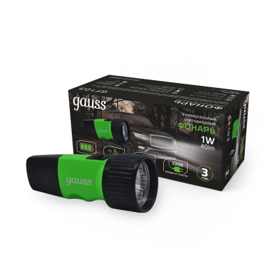 Изображение товара Ручной фонарь Gauss GFL103 1W 40lm LED, зарядка от сети, легкий