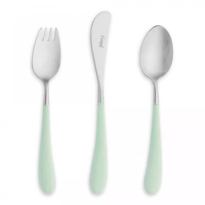 Изображение товара Детский набор столовых приборов Cutipol Alice celadon 3 предмета эргономичный