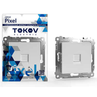 Изображение товара Телефонная розетка Tokov Electric Pixel RJ11 белая для дома и офиса Изображение товара Телефонная розетка Tokov Electric Pixel RJ11 белая для дома и офиса