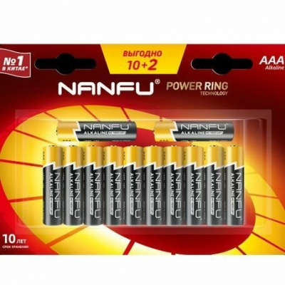 Изображение товара Батарейки Nanfu AAA 10+2 шт щелочные высокая емкость и эффективность Изображение товара Батарейки Nanfu AAA 10+2 шт щелочные высокая емкость и эффективность