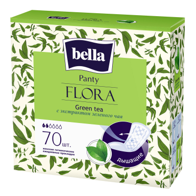 Изображение товара Прокладки ежедневные Bella Panty Flora Green tea Зеленый чай 70 шт Изображение товара Прокладки ежедневные Bella Panty Flora Green tea Зеленый чай 70 шт