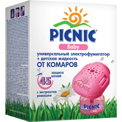 Изображение товара Picnic Baby инсектицидное средство электрофумигатор жидкость 30 мл для защиты от комаров Изображение товара Picnic Baby инсектицидное средство электрофумигатор жидкость 30 мл для защиты от комаров