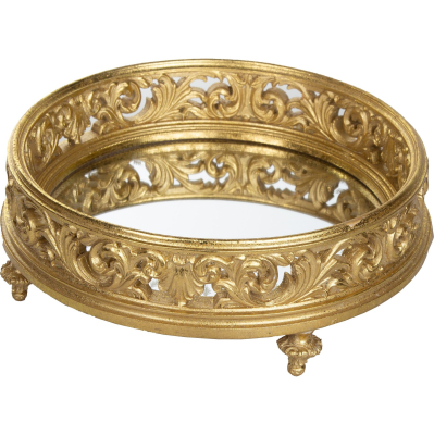 Изображение товара Блюдо на ножках Glasar под старину 25x25x8 см золотистое