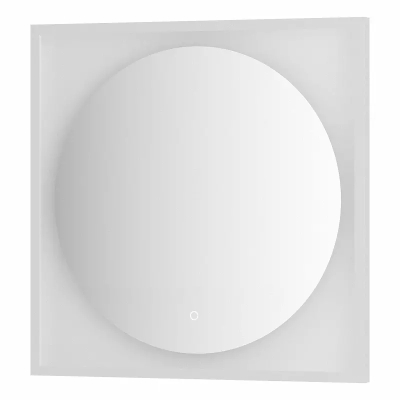 Изображение товара Зеркало с подсветкой DEFESTO ECLIPSE 70х70 см, белая рама, сенсорный выключатель