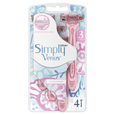 Изображение товара Одноразовые бритвы Gillette Simply Venus 3 4 шт для женщин Изображение товара Одноразовые бритвы Gillette Simply Venus 3 4 шт для женщин
