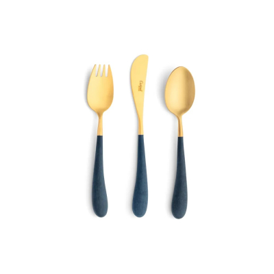 Изображение товара Набор столовых приборов Cutipol Alice blue gold детский 3 предмета