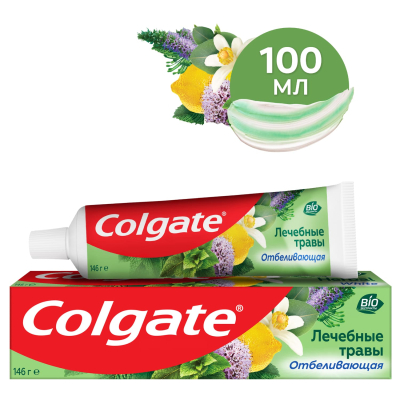 Изображение товара Зубная паста Colgate Лечебные травы отбеливающая натуральные ингредиенты 100 мл Изображение товара Зубная паста Colgate Лечебные травы отбеливающая натуральные ингредиенты 100 мл