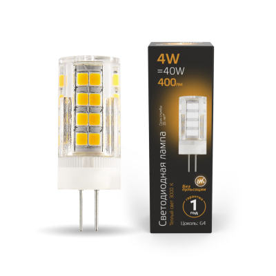 Изображение товара Светодиодная лампа Gauss G4 AC185-265V 4W 400lm 2700K для декоративного и точечного освещения Изображение товара Светодиодная лампа Gauss G4 AC185-265V 4W 400lm 2700K для декоративного и точечного освещения