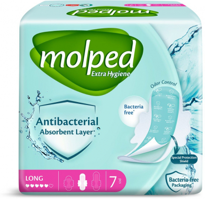 Изображение товара Женские антибактериальные гигиенические прокладки Molped Ultra с крылышками 7 шт Изображение товара Женские антибактериальные гигиенические прокладки Molped Ultra с крылышками 7 шт