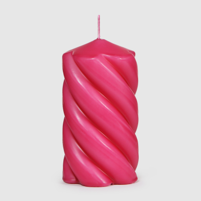 Изображение товара Свеча столбик витой Home Interiors розовая 8x15 см декоративная
