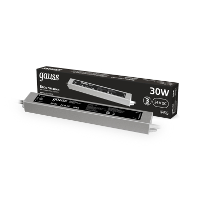 Изображение товара Блок питания Gauss 30W 24V IP66 надежное электропитание для промышленных систем Изображение товара Блок питания Gauss 30W 24V IP66 надежное электропитание для промышленных систем