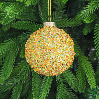 Изображение товара Стеклянная елочная игрушка шар 8 см золотистая Yancheng Shiny