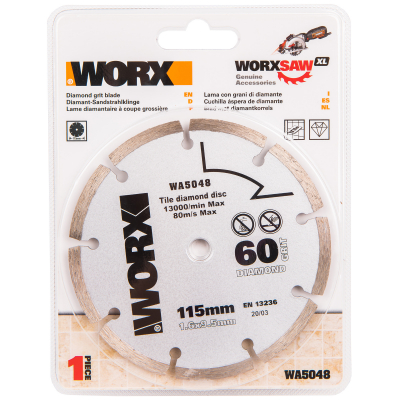 Изображение товара Алмазный пильный диск Worx 115х1,6х9,5 мм для камня и бетона