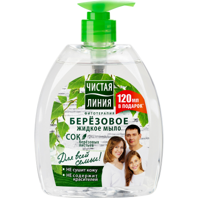 Изображение товара Жидкое мыло Чистая Линия Для всей семьи Березовое 520 мл Россия