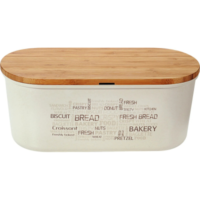 Изображение товара Хлебница с деревянной крышкой Kesper бежевая 34х18х14 см 