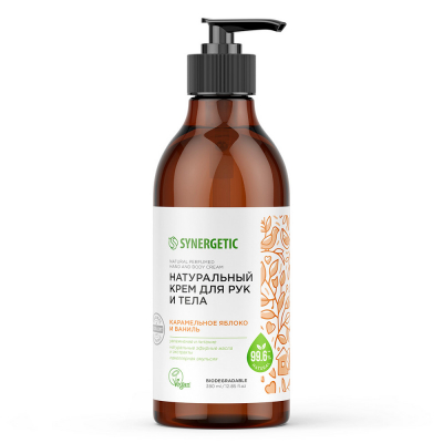 Изображение товара Натуральный крем для рук и тела Synergetic Карамельное яблоко и ваниль 380 мл