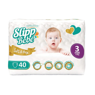 Изображение товара Подгузники Slipp Bebe Twin № 3 40 шт для детей 4-9 кг комфорт и защита